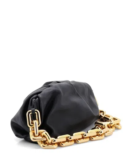 Pre-owned Bottega Veneta The Chain Pouch Leather Teen Shoulder Bag In Black
