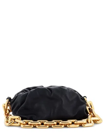 Pre-owned Bottega Veneta The Chain Pouch Leather Teen Shoulder Bag In Black