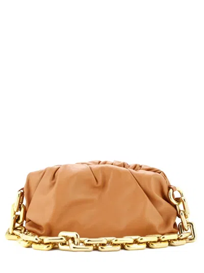 Pre-owned Bottega Veneta The Chain Pouch Leather Teen Shoulder Bag In Brown
