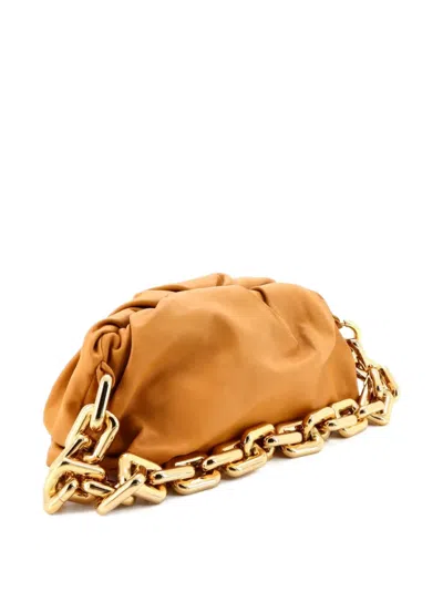 Pre-owned Bottega Veneta The Chain Pouch Leather Teen Shoulder Bag In Brown