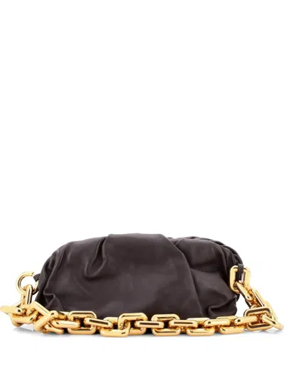 Pre-owned Bottega Veneta The Chain Pouch Leather Teen Shoulder Bag In Brown