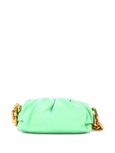 Pre-owned Bottega Veneta The Chain Pouch Leather Teen Shoulder Bag In Green