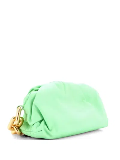 Pre-owned Bottega Veneta The Chain Pouch Leather Teen Shoulder Bag In Green