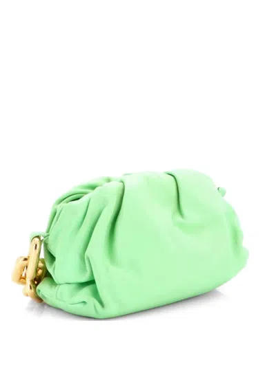 Pre-owned Bottega Veneta The Chain Pouch Leather Teen Shoulder Bag In Green