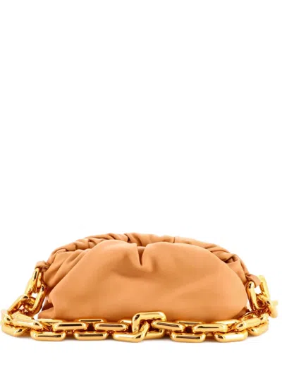 Pre-owned Bottega Veneta The Chain Pouch Leather Teen Shoulder Bag In Neutral