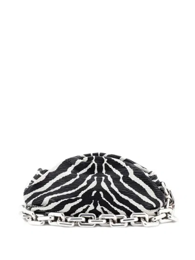 Pre-owned Bottega Veneta The Chain Pouch Printed Textured Leather Shoulder Bag In Black