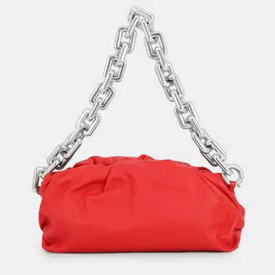Pre-owned Bottega Veneta The Chain Pouch Shoulder Bag Red Calf Leather