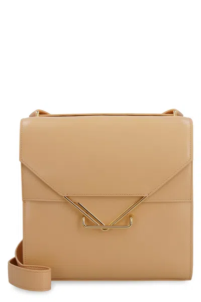 Bottega Veneta The Clip Leather Shoulder Bag In Beige