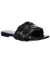 Bottega Veneta The Lido Leather Flat Sandals In Black