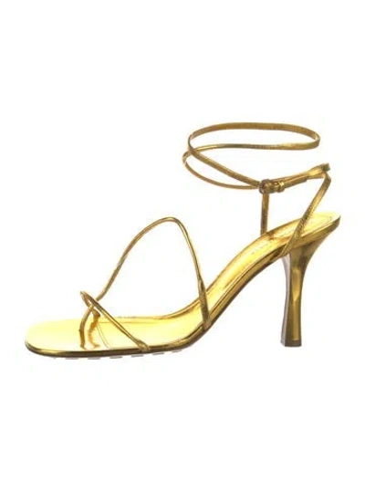 Pre-owned Bottega Veneta The Line Leather Sandals In Gold