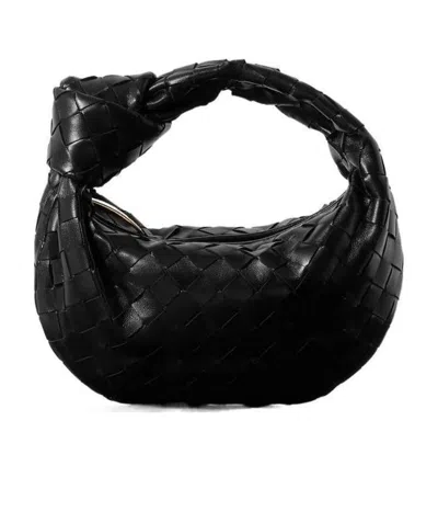 Bottega Veneta Teen Jodie Intrecciato Leather Hobo In Fire Nero