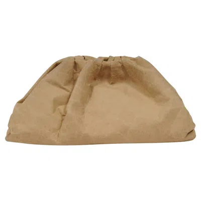 Pre-owned Bottega Veneta The Pouch Carta Tan Beige Kraft Paper Clutch Sac Travel Bag In Brown