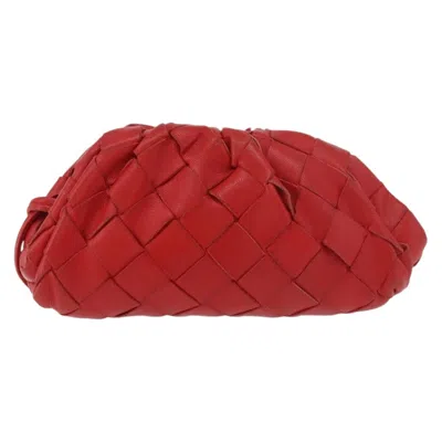 Pre-owned Bottega Veneta The Pouch Coin Purse Intrecciato Nappa Red Leather Clutche & Pouche Bag ()