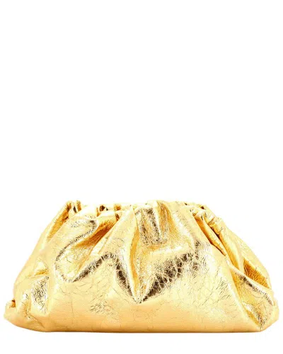 Bottega Veneta The Pouch Crinkled Metallic Leather (authentic Pre-loved) In Gold