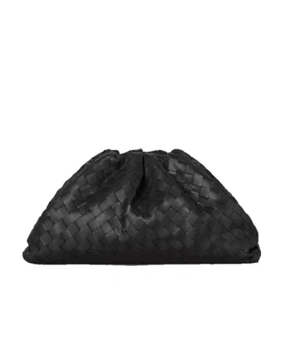 Bottega Veneta The Pouch Intrecciato Bag In Black