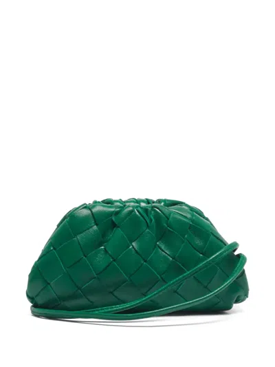 Pre-owned Bottega Veneta The Pouch Intrecciato-leather Clutch Bag In Green