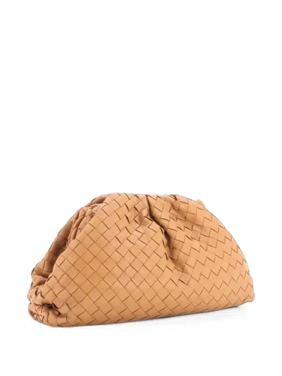 Pre-owned Bottega Veneta The Pouch Intrecciato Nappa Clutch Bag In Brown