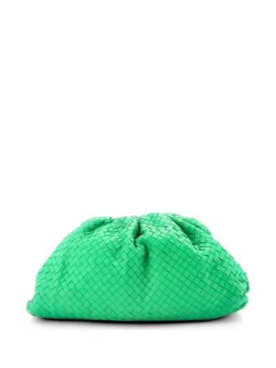 Pre-owned Bottega Veneta The Pouch Intrecciato Nappa Clutch Bag In Green
