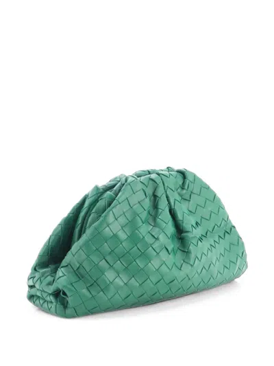 Pre-owned Bottega Veneta The Pouch Intrecciato Nappa Clutch Bag In Green