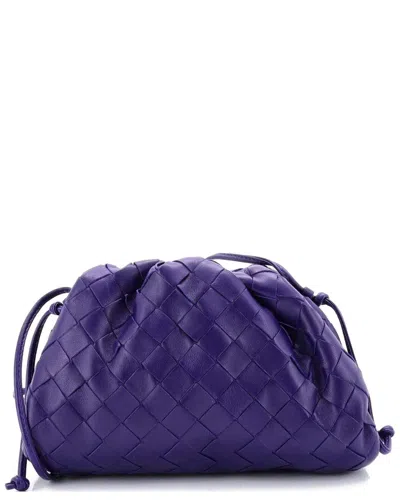 Bottega Veneta The Pouch Intrecciato Nappa Mini (authentic Pre-loved) In Blue