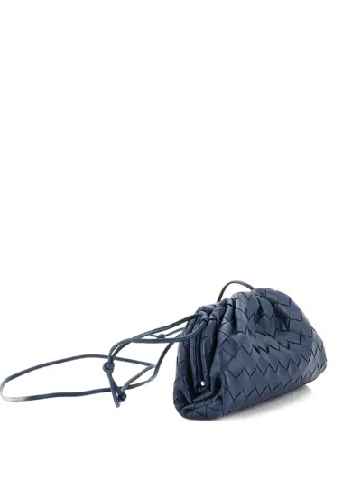 Pre-owned Bottega Veneta The Pouch Intrecciato Nappa Mini Crossbody Bag In Blue