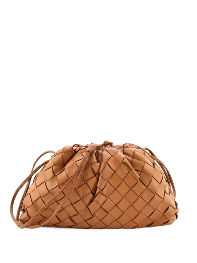 Pre-owned Bottega Veneta The Pouch Intrecciato Nappa Mini Crossbody Bag In Brown