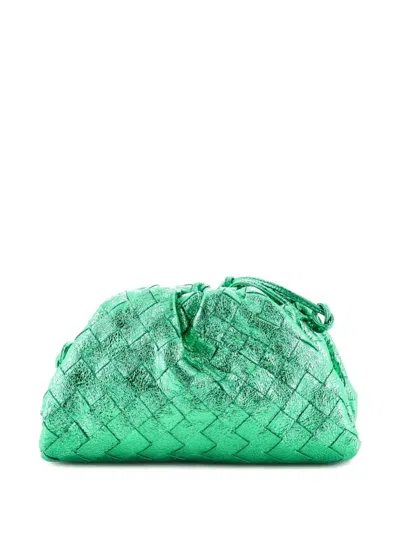 Pre-owned Bottega Veneta The Pouch Intrecciato Nappa Mini Crossbody Bag In Green