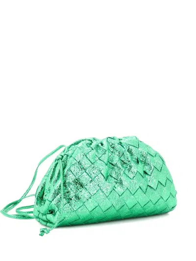 Pre-owned Bottega Veneta The Pouch Intrecciato Nappa Mini Crossbody Bag In Green