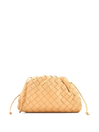 Pre-owned Bottega Veneta The Pouch Intrecciato Nappa Mini Crossbody Bag In Neutral
