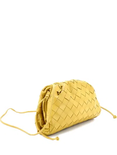 Pre-owned Bottega Veneta The Pouch Intrecciato Nappa Mini Crossbody Bag In Yellow