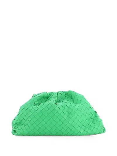 Pre-owned Bottega Veneta The Pouch Intrecciato Nappa Teen Crossbody Bag In Green