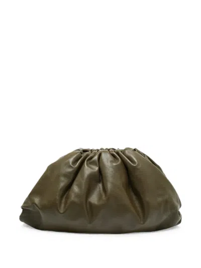 Bottega Veneta The Pouch Leather Clutch Bag In Green
