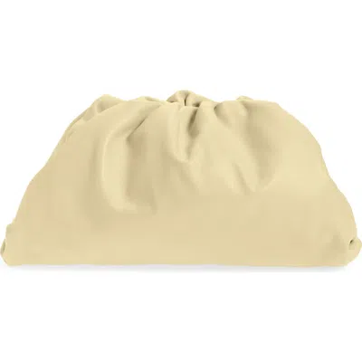 Bottega Veneta The Pouch Leather Clutch In Ice Cream-silver