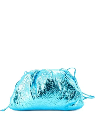 Pre-owned Bottega Veneta The Pouch Leather Mini Crossbody Bag In Blue