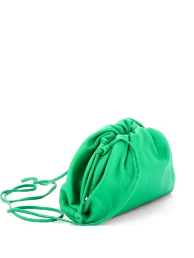 Pre-owned Bottega Veneta The Pouch Leather Mini Crossbody Bag In Green