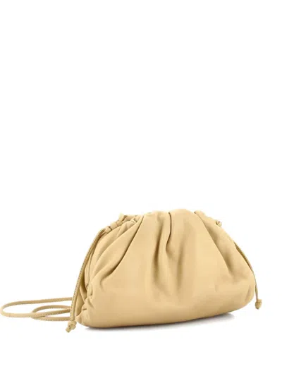 Pre-owned Bottega Veneta The Pouch Leather Mini Crossbody Bag In Neutral