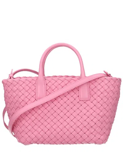Bottega Veneta The Pouch Mini Intrecciato Leather Shoulder Bag In Pink