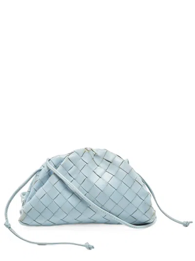 Pre-owned Bottega Veneta The Pouch Mini Light Blue Intrecciato Leather Bag