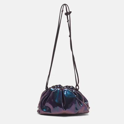 Pre-owned Bottega Veneta The Pouch Mini Purple Green Patent Leather Bag