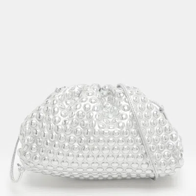 Pre-owned Bottega Veneta The Pouch Mini Silver Bubble Wrap Leather Bag