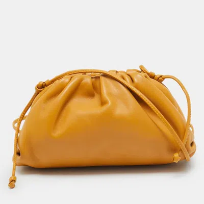 Pre-owned Bottega Veneta The Pouch Mini Tan Leather Bag In Brown