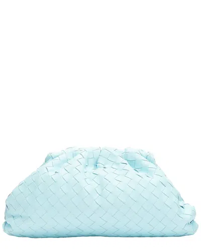 Pre-owned Bottega Veneta The Pouch Sky Intercciato Woven Magnetic Clutch Bag (authentic  Pre-loved)