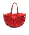 Bottega Veneta Circular Leather Tote Bag With Rivets In Red