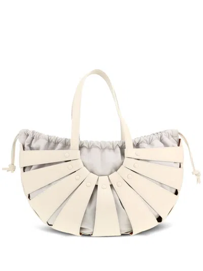 Pre-owned Bottega Veneta The Shell Tote Bag In White