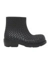 Bottega Veneta Biodegradable Woven Block Heel Ankle Boots In Black