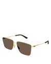 Bottega Veneta Women's Thin Triangle Square Sunglasses In Gold/brown Solid