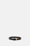 Bottega Veneta Narrow Woven Belt With Gold-tone Buckle In Black