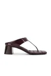 Bottega Veneta Square Toe Quilted Block Heel Sandals In Dark Barolo