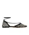 Bottega Veneta Sparkle Stretch Flat Leather Sandals In Black