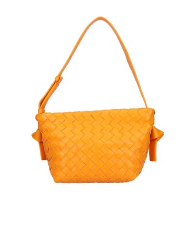 Bottega Veneta Tie Intrecciato Shoulder Bag In Orange